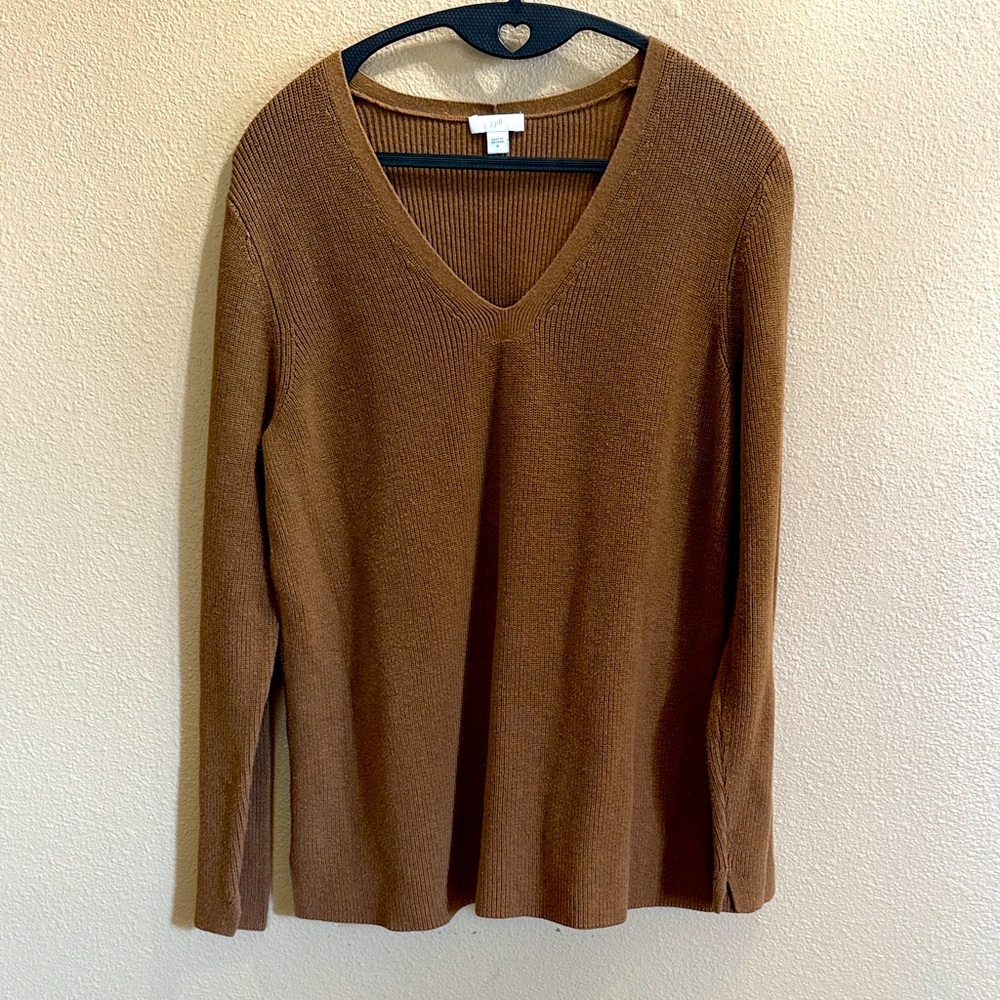 J. Jill Warm Brown V-Neck Sweater